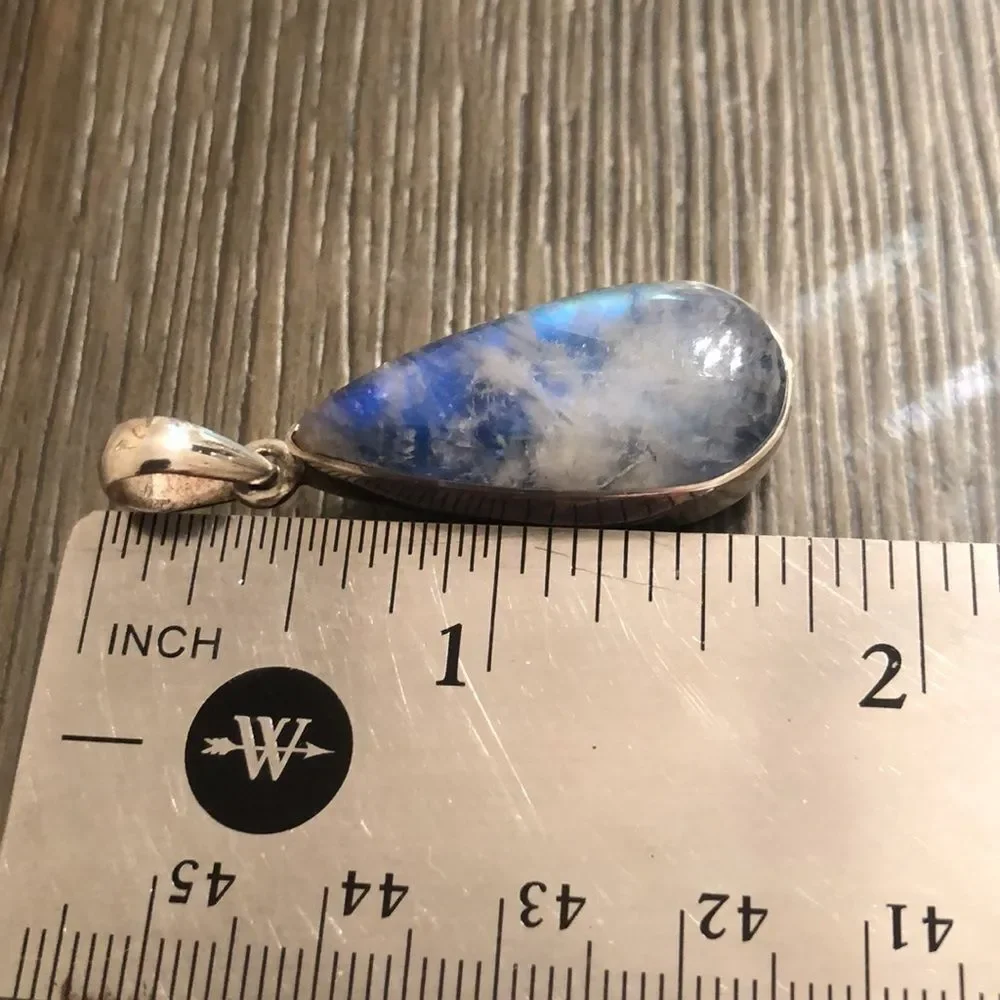 Vintage Blue Labradorite Tear Drop Pendant with Chain